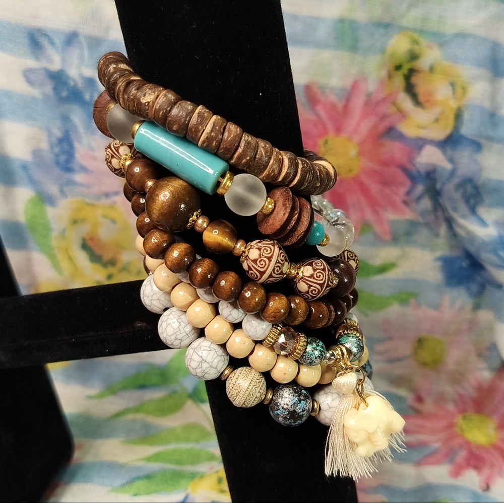 Artisan Earthy Beaded Bracelet Set